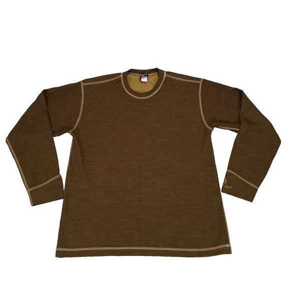 Prana Breathe Mens Long Sleeve T Shirt Brown Size M Crew Neck Casual - Picture 1 of 9